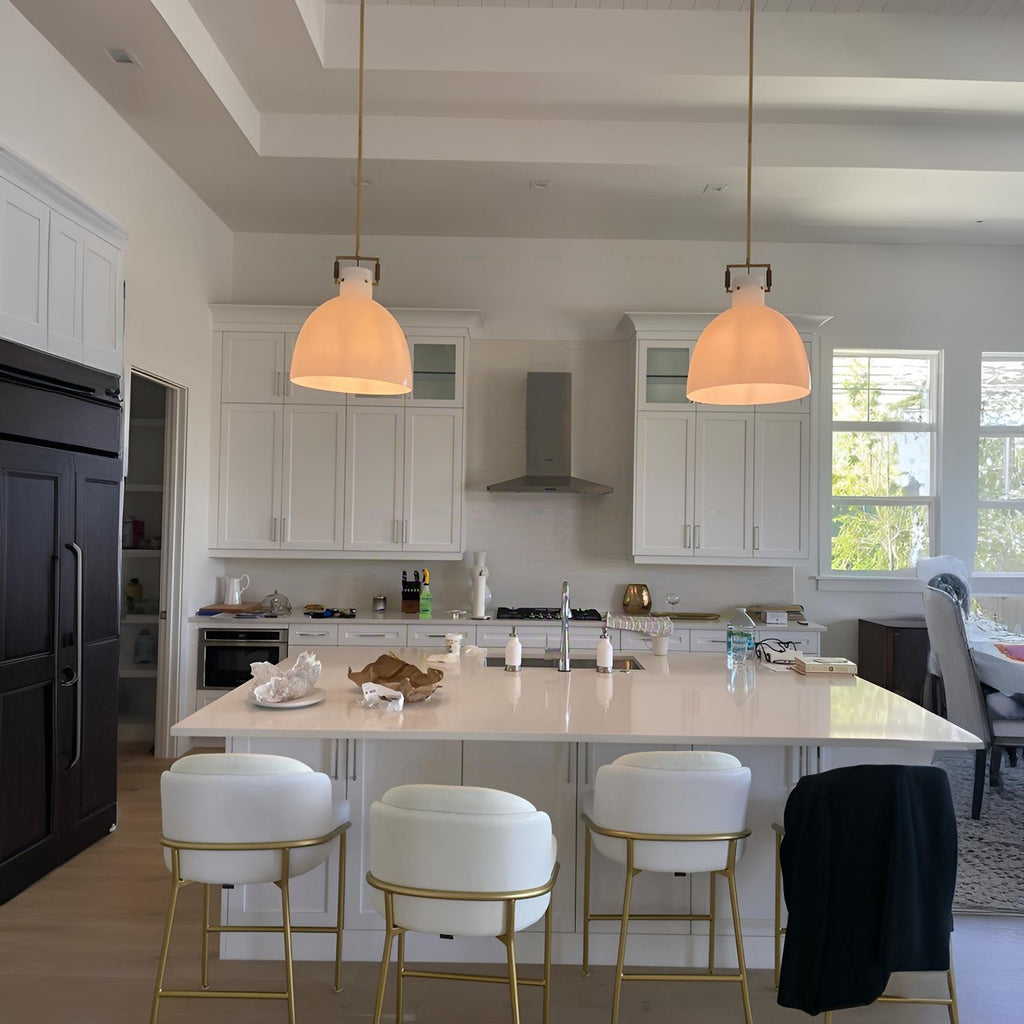 18 Inch Milk Glass Dome Pendant Light - Machinist