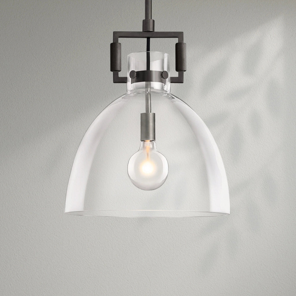 14 Inch Clear Glass Dome Pendant Light - Machinist