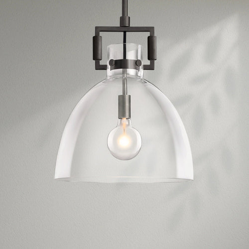 14 Inch Clear Glass Bell Pendant Light - Machinist