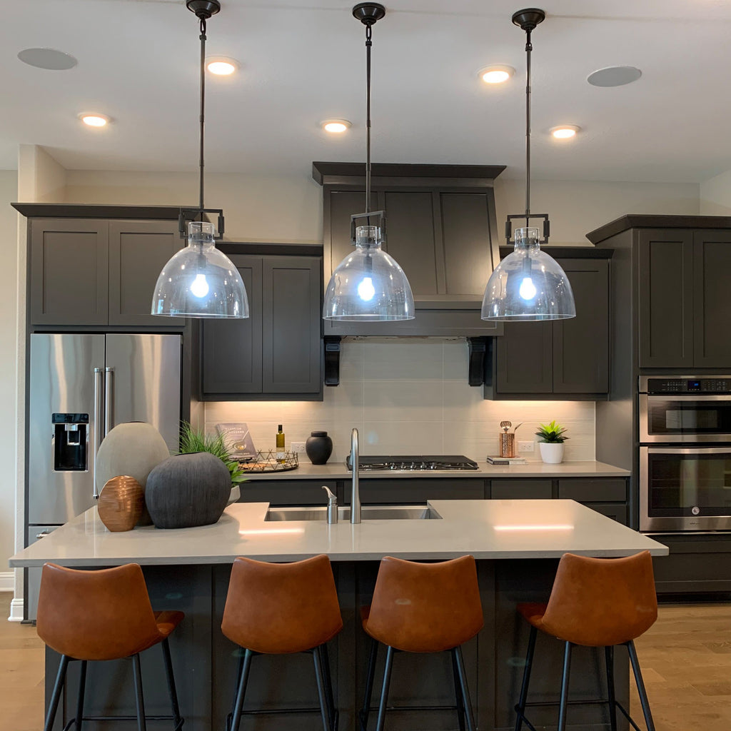 14 Inch Clear Glass Bell Pendant Light - Machinist