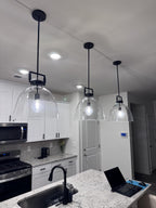 18 Inch Clear Glass Dome Pendant Light - Machinist