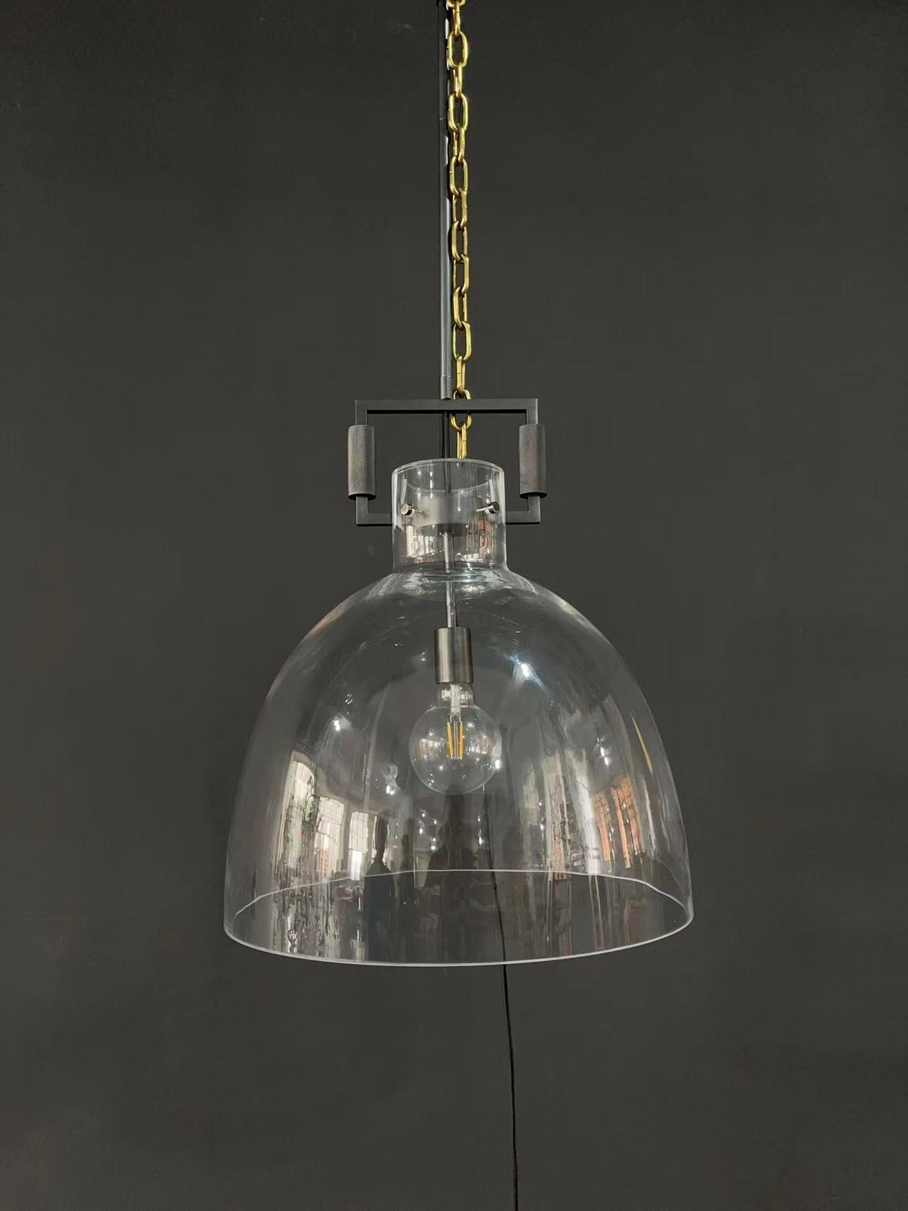18 Inch Clear Glass Dome Pendant Light - Machinist