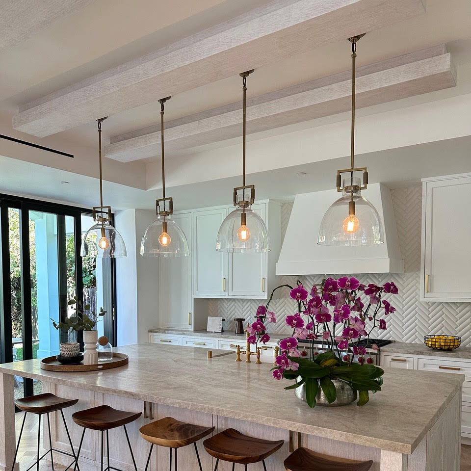 14 Inch Clear Glass Dome Pendant Light - Machinist