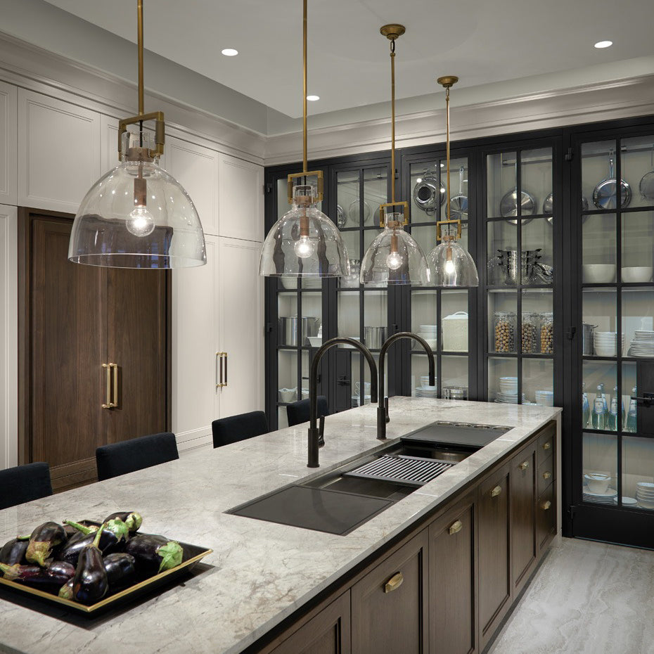 14 Inch Clear Glass Bell Pendant Light - Machinist