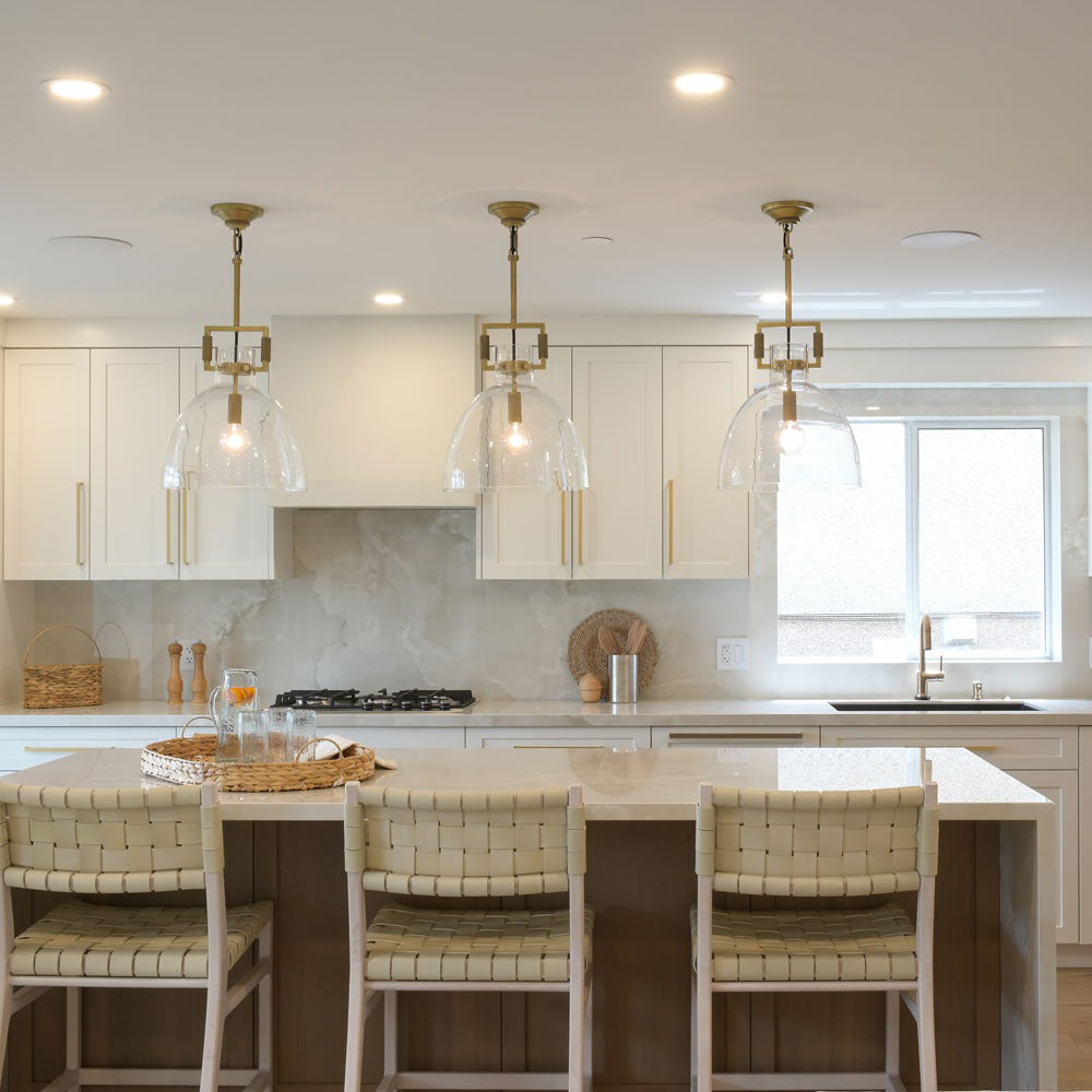 14 Inch Clear Glass Bell Pendant Light - Machinist