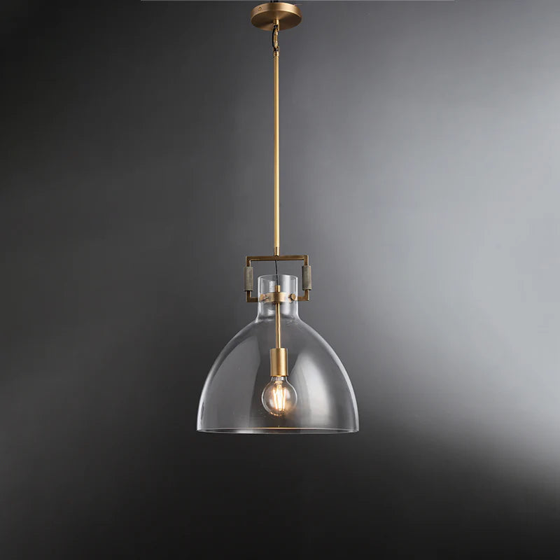 14 Inch Clear Glass Dome Pendant Light - Machinist