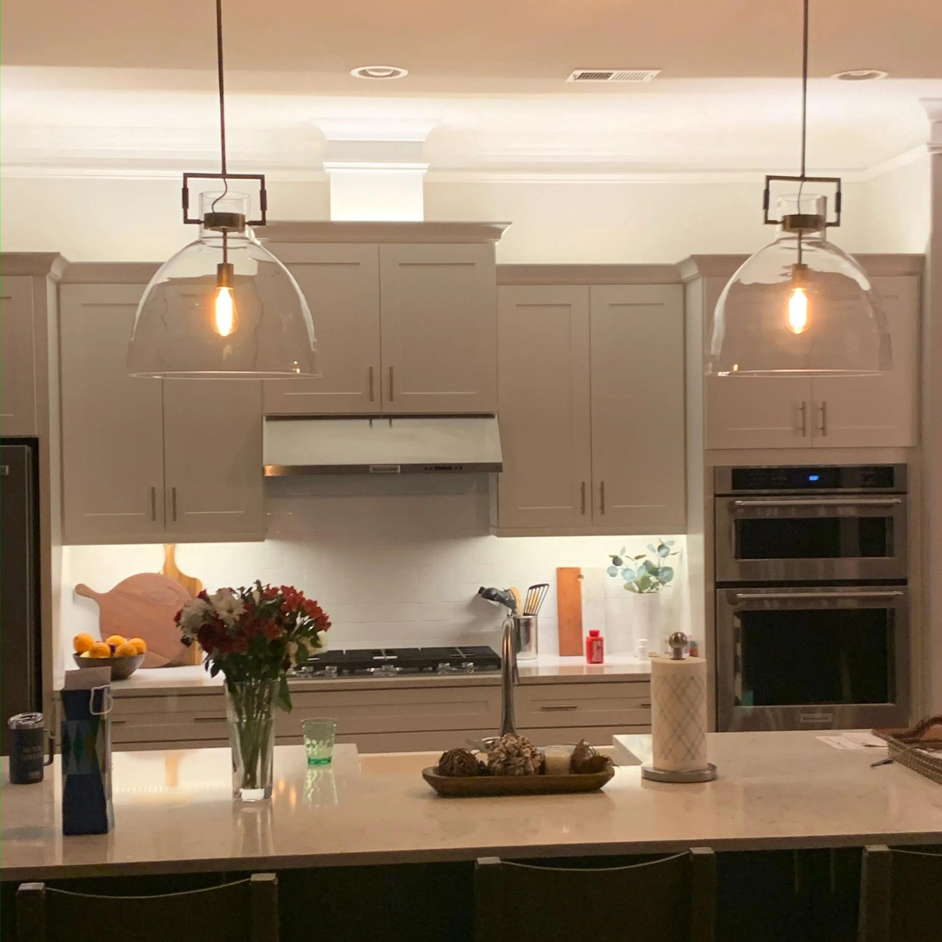 18 Inch Clear Glass Bell Pendant Light - Machinist