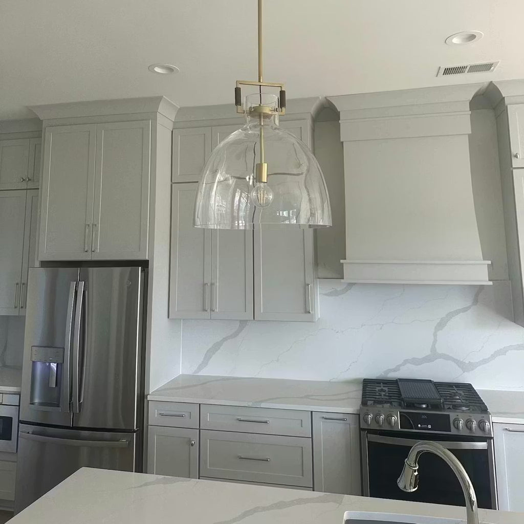 18 Inch Clear Glass Bell Pendant Light - Machinist