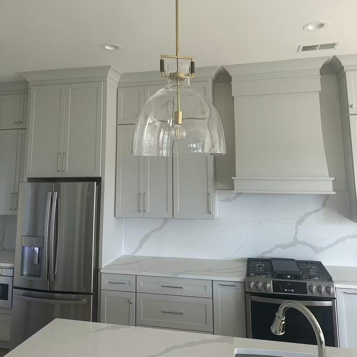 18 Inch Clear Glass Bell Pendant Light - Machinist