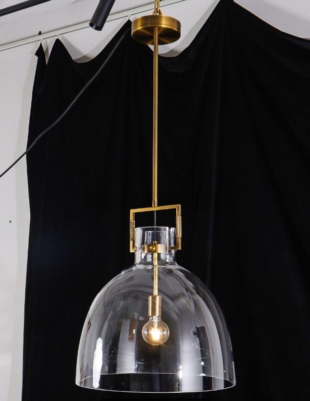 18 Inch Clear Glass Dome Pendant Light - Machinist
