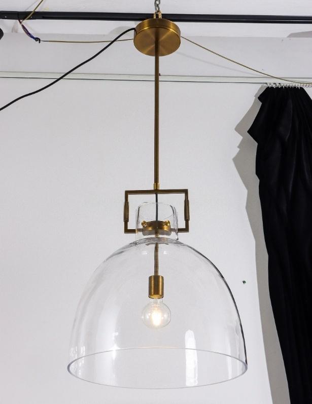 18 Inch Clear Glass Dome Pendant Light - Machinist