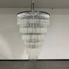36 Inch Glass Rod Tiered Long Chandelier - Amadeo