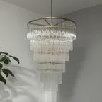 36 Inch Glass Rod Tiered Long Chandelier - Amadeo