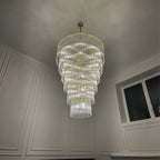 36 Inch Glass Rod Tiered Long Chandelier - Amadeo