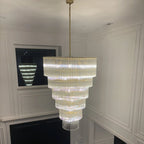 36 Inch Glass Rod Tiered Long Chandelier - Amadeo