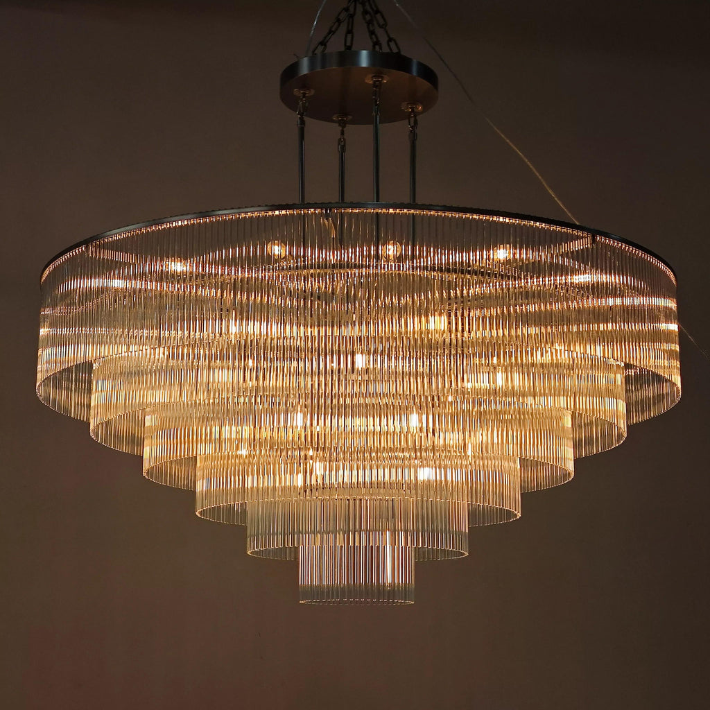 60 Inch Glass Rod Tiered Chandelier - Amadeo
