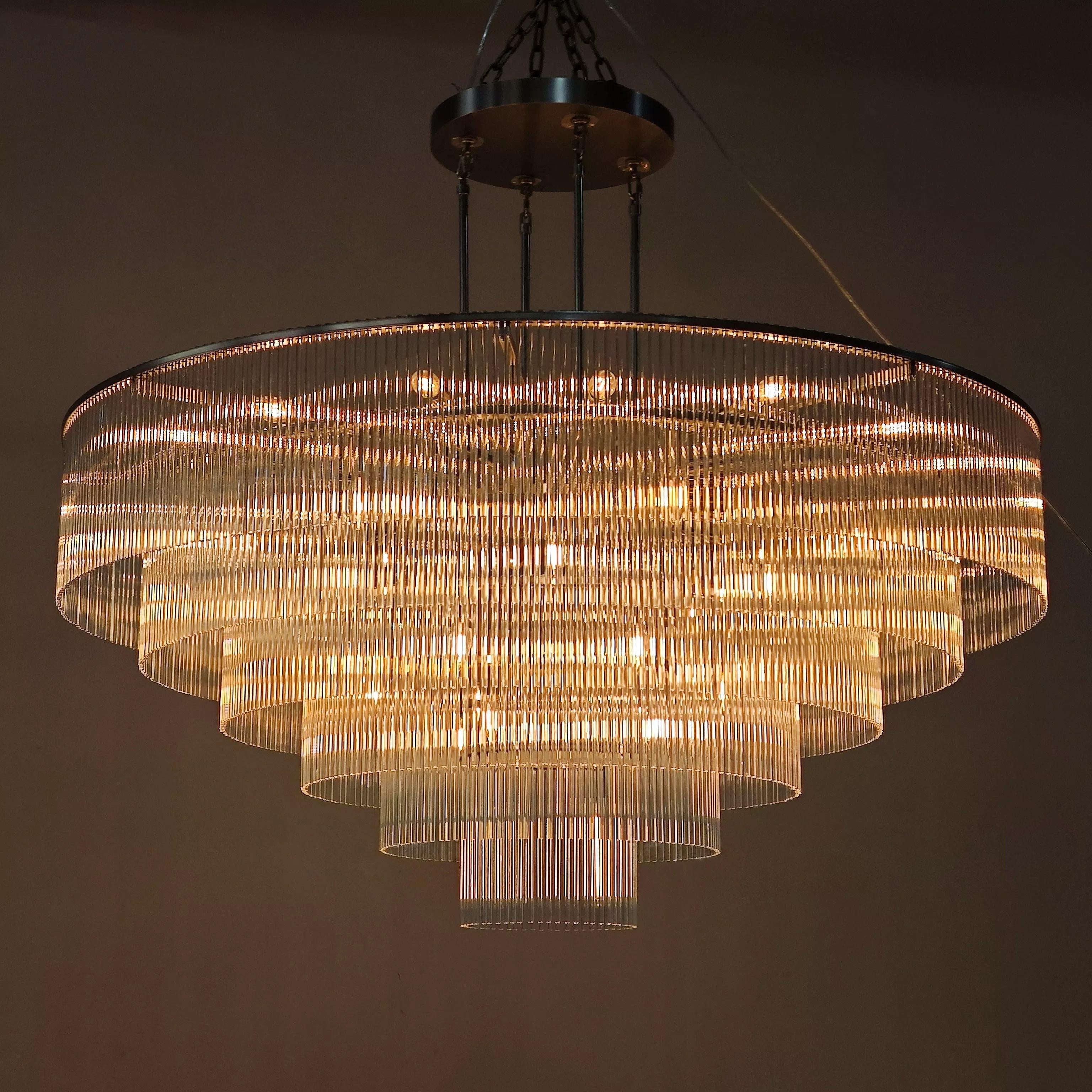 60 Inch Glass Rod Tiered Chandelier - Amadeo