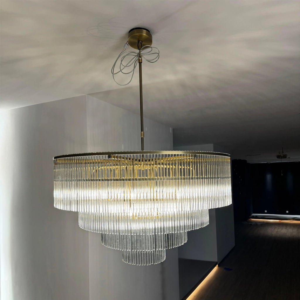 40 Inch Glass Rod Tiered Chandelier - Amadeo