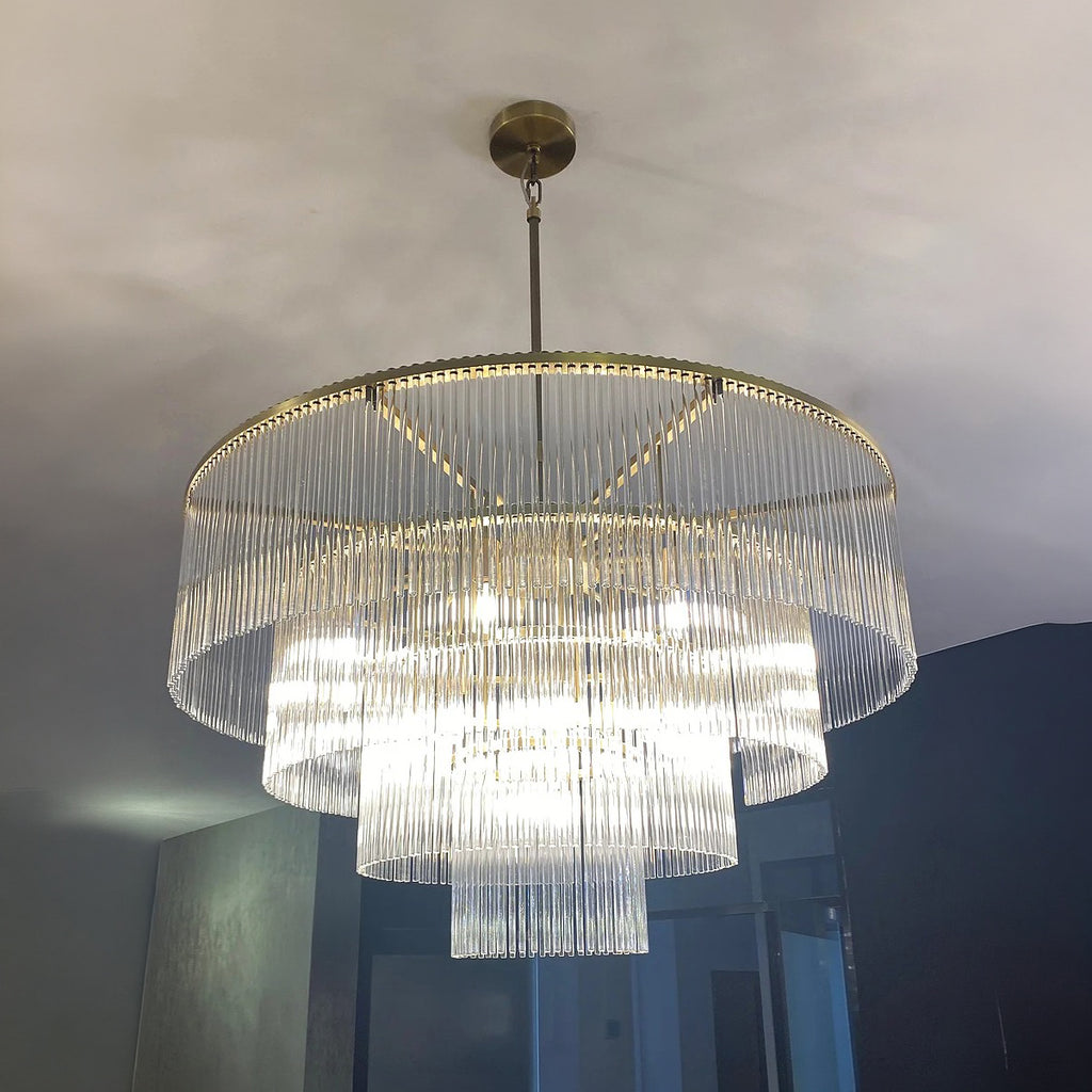 40 Inch Glass Rod Tiered Chandelier - Amadeo