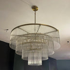 40 Inch Glass Rod Tiered Chandelier - Amadeo