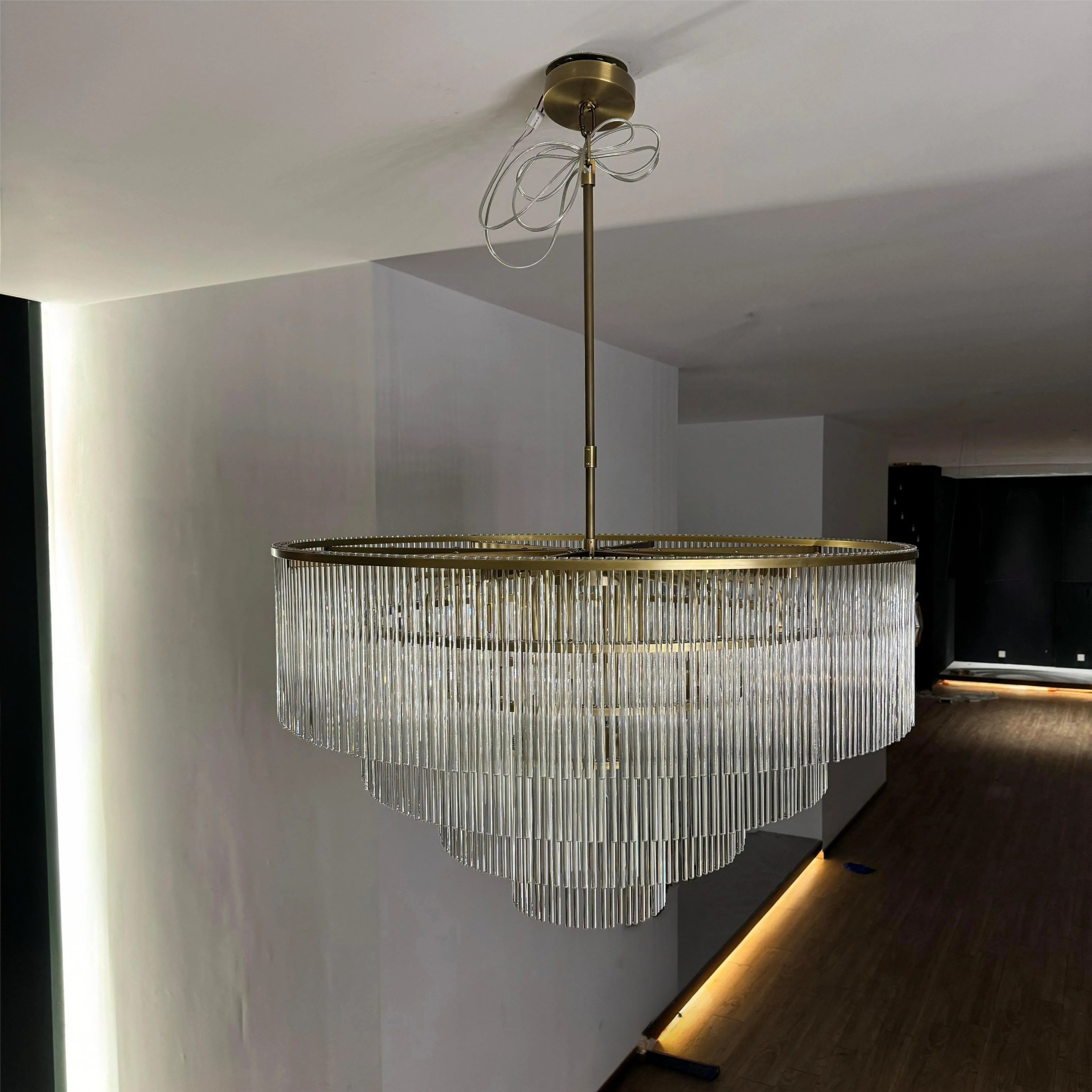 40 Inch Glass Rod Tiered Chandelier - Amadeo