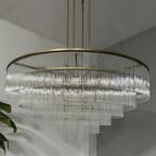 60 Inch Glass Rod Tiered Chandelier - Amadeo