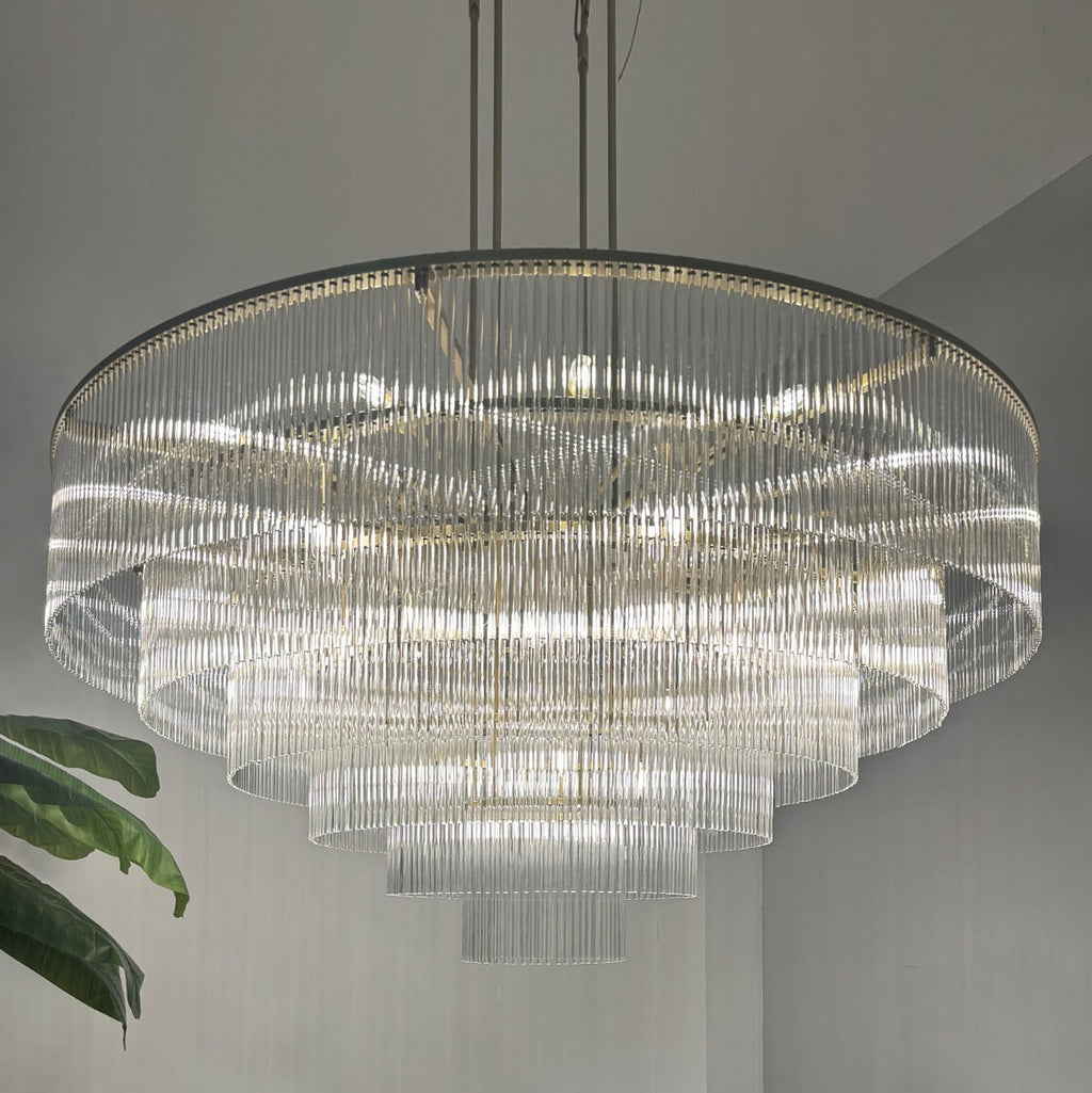 60 Inch Glass Rod Tiered Chandelier - Amadeo