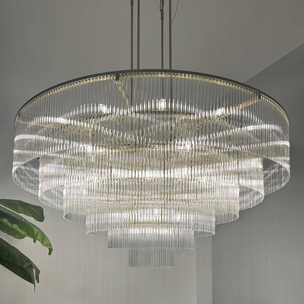 60 Inch Glass Rod Tiered Chandelier - Amadeo