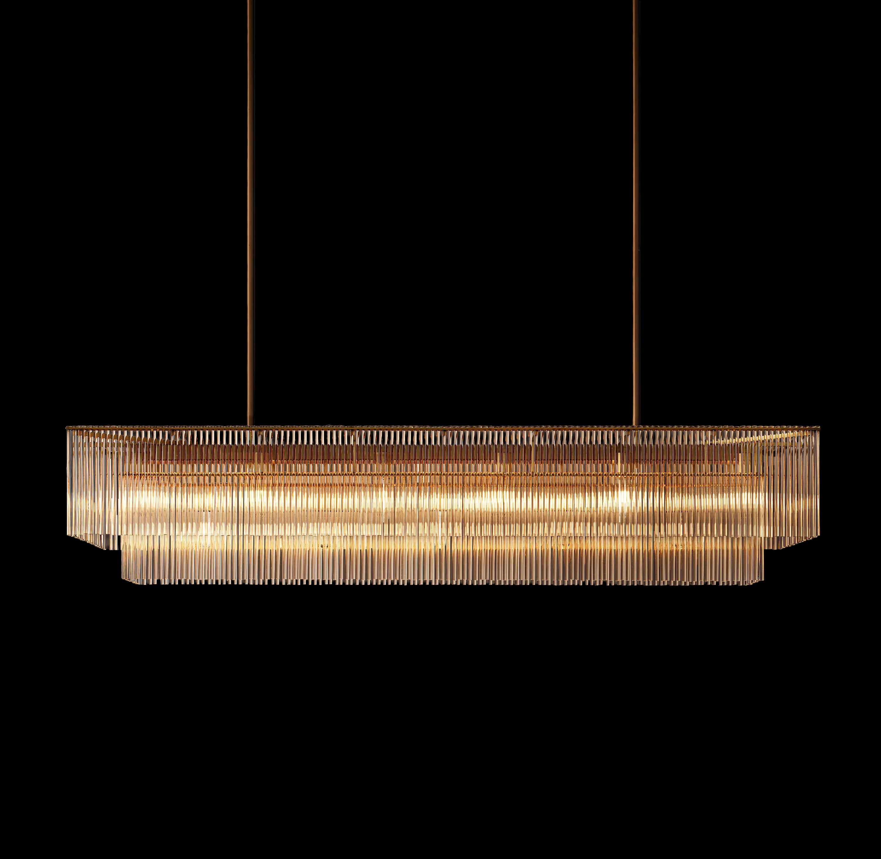 72 Inch Glass Rod Rectangular Chandelier - Amadeo