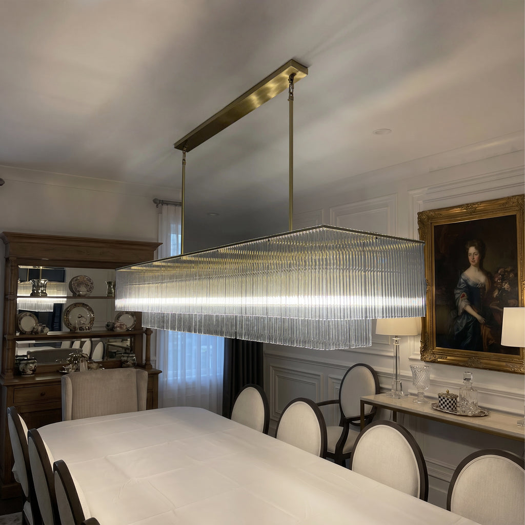 72 Inch Glass Rod Rectangular Chandelier - Amadeo