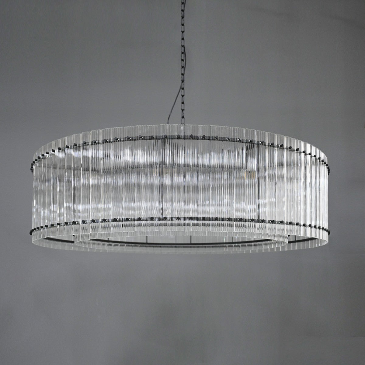 48 Inch Ribbed Glass Round Chandelier - San Marco