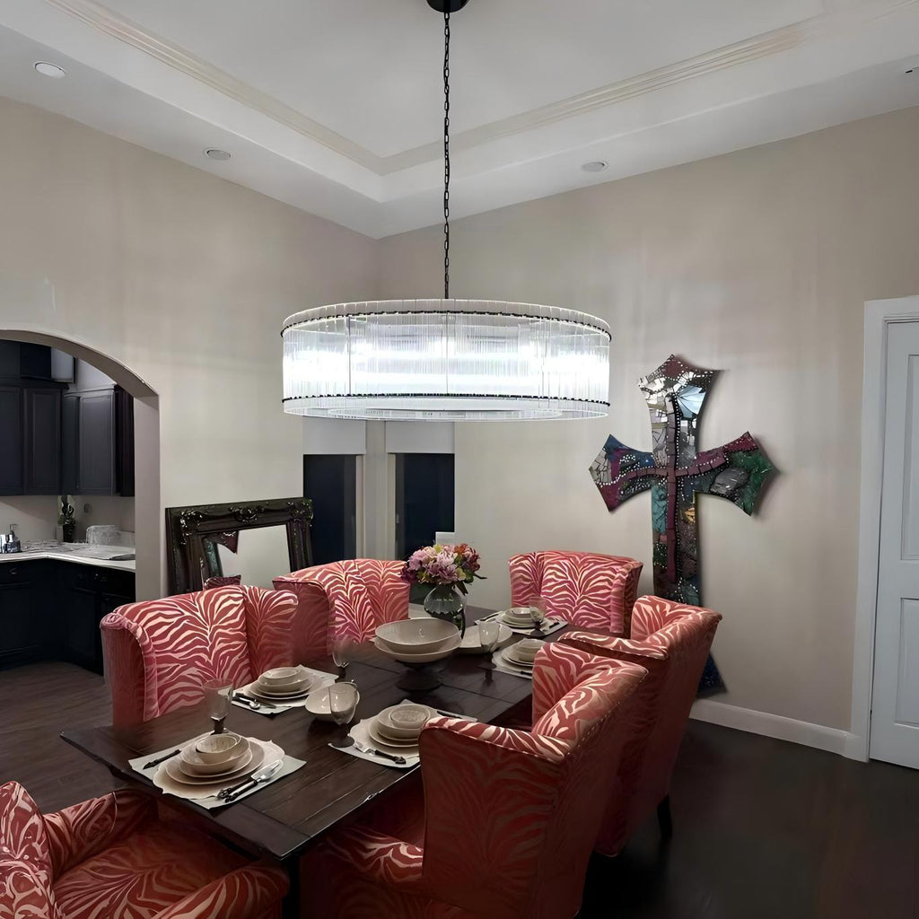 60 Inch Ribbed Glass Round Chandelier - San Marco