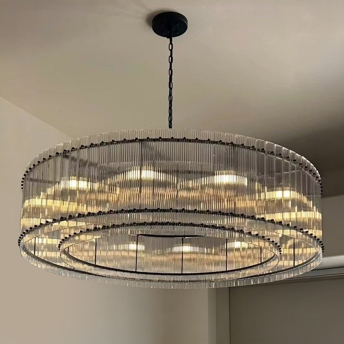60 Inch Ribbed Glass Round Chandelier - San Marco