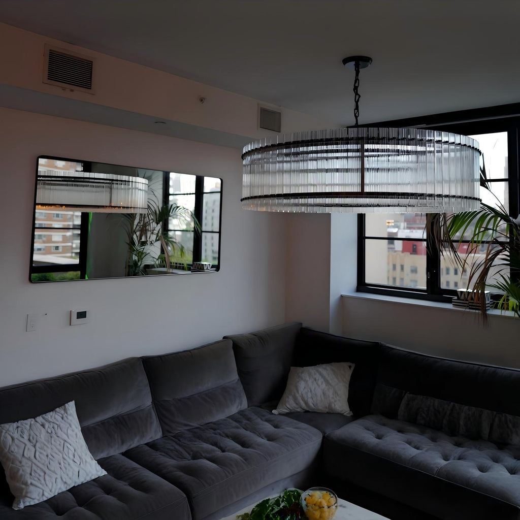 60 Inch Ribbed Glass Round Chandelier - San Marco