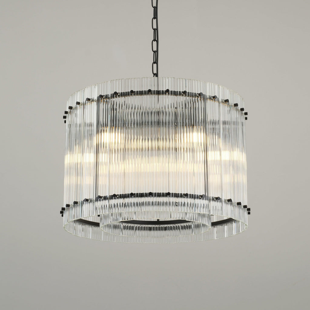 22 Inch Ribbed Glass Round Chandelier - San Marco