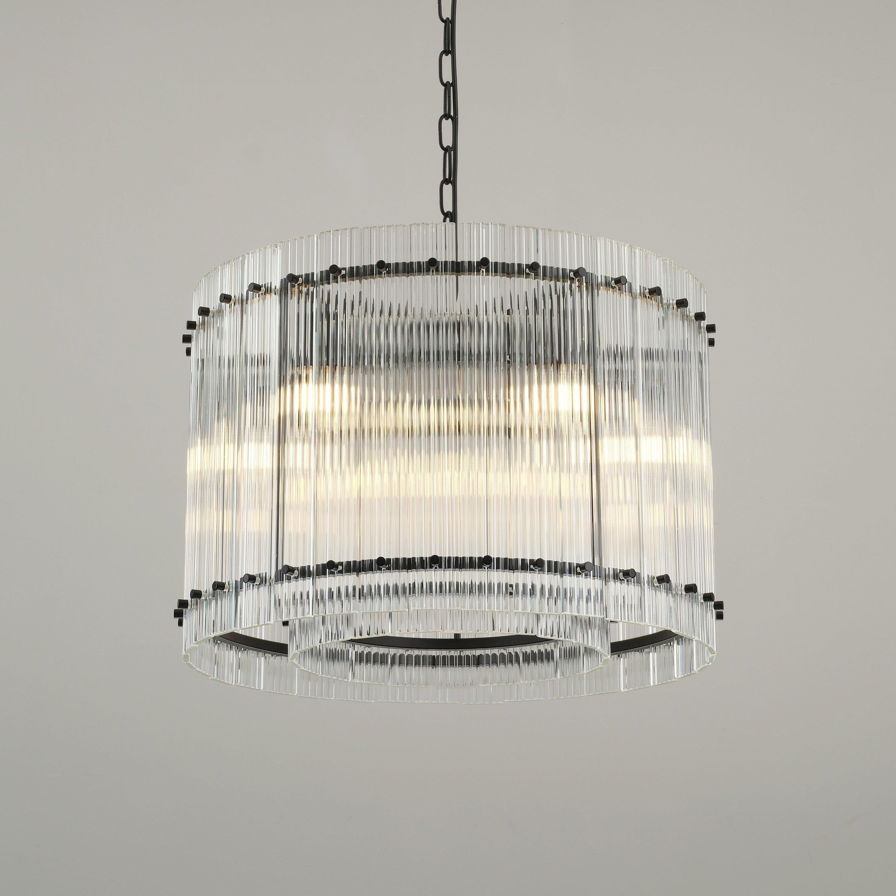 22 Inch Ribbed Glass Round Chandelier - San Marco