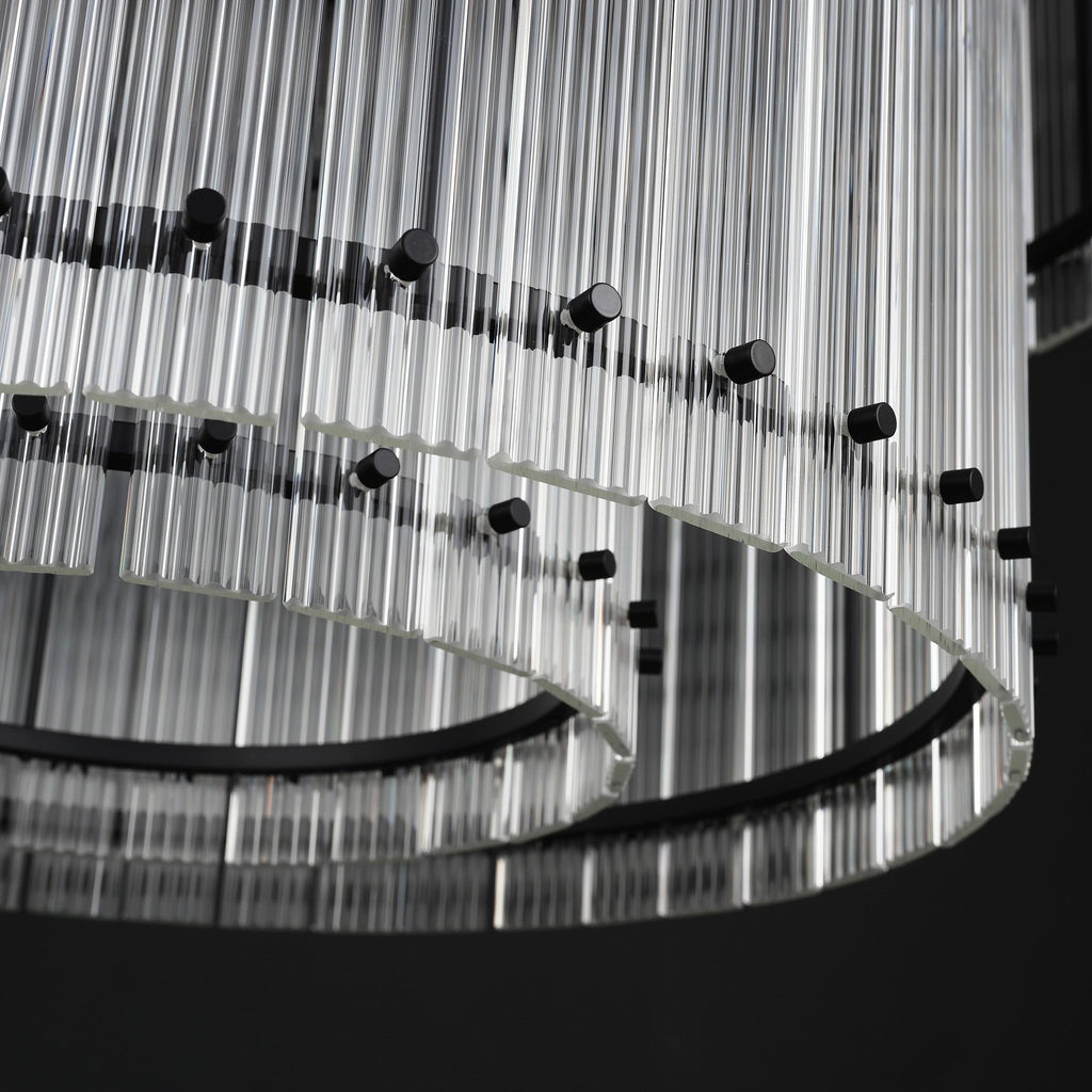 22 Inch Ribbed Glass Round Chandelier - San Marco