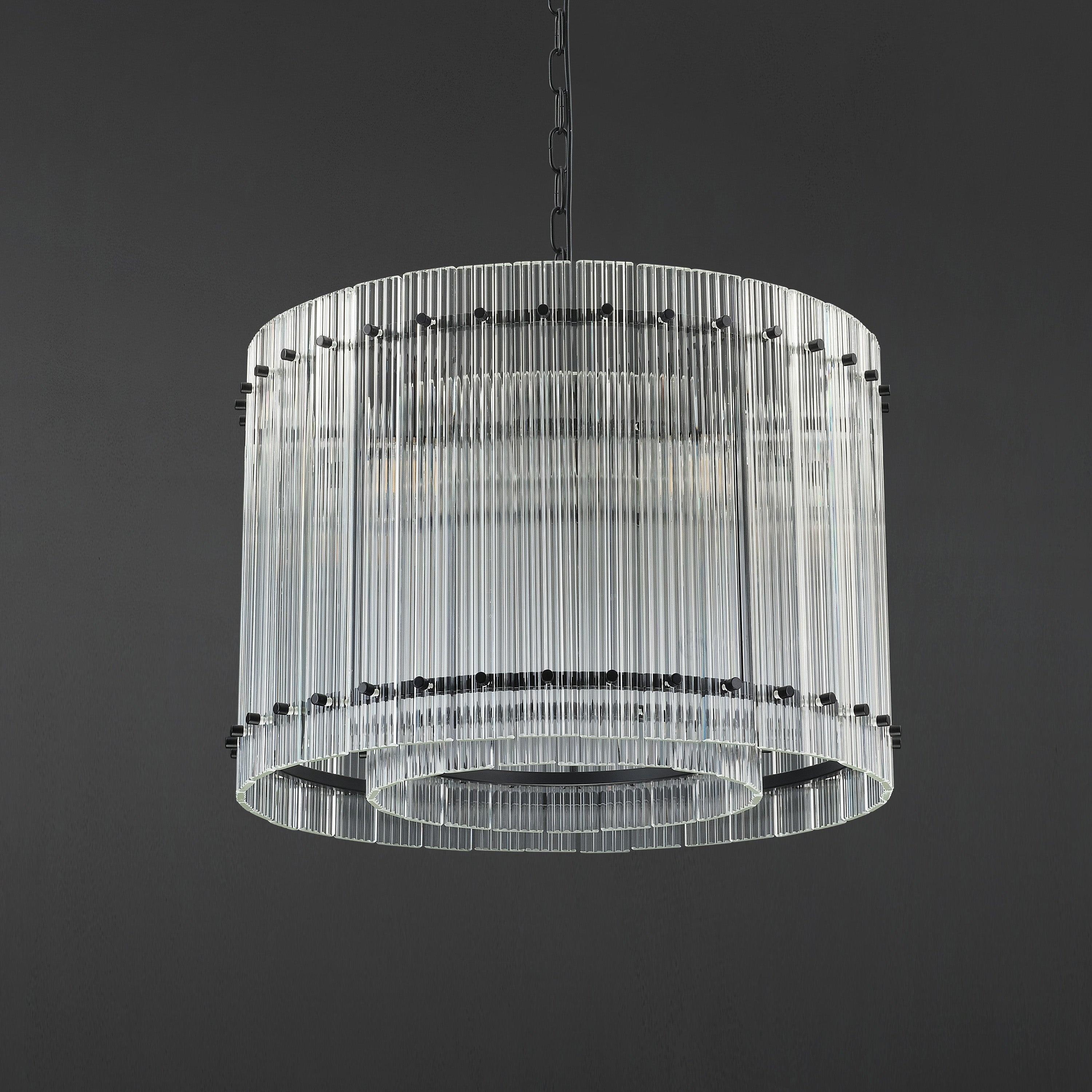 22 Inch Ribbed Glass Round Chandelier - San Marco