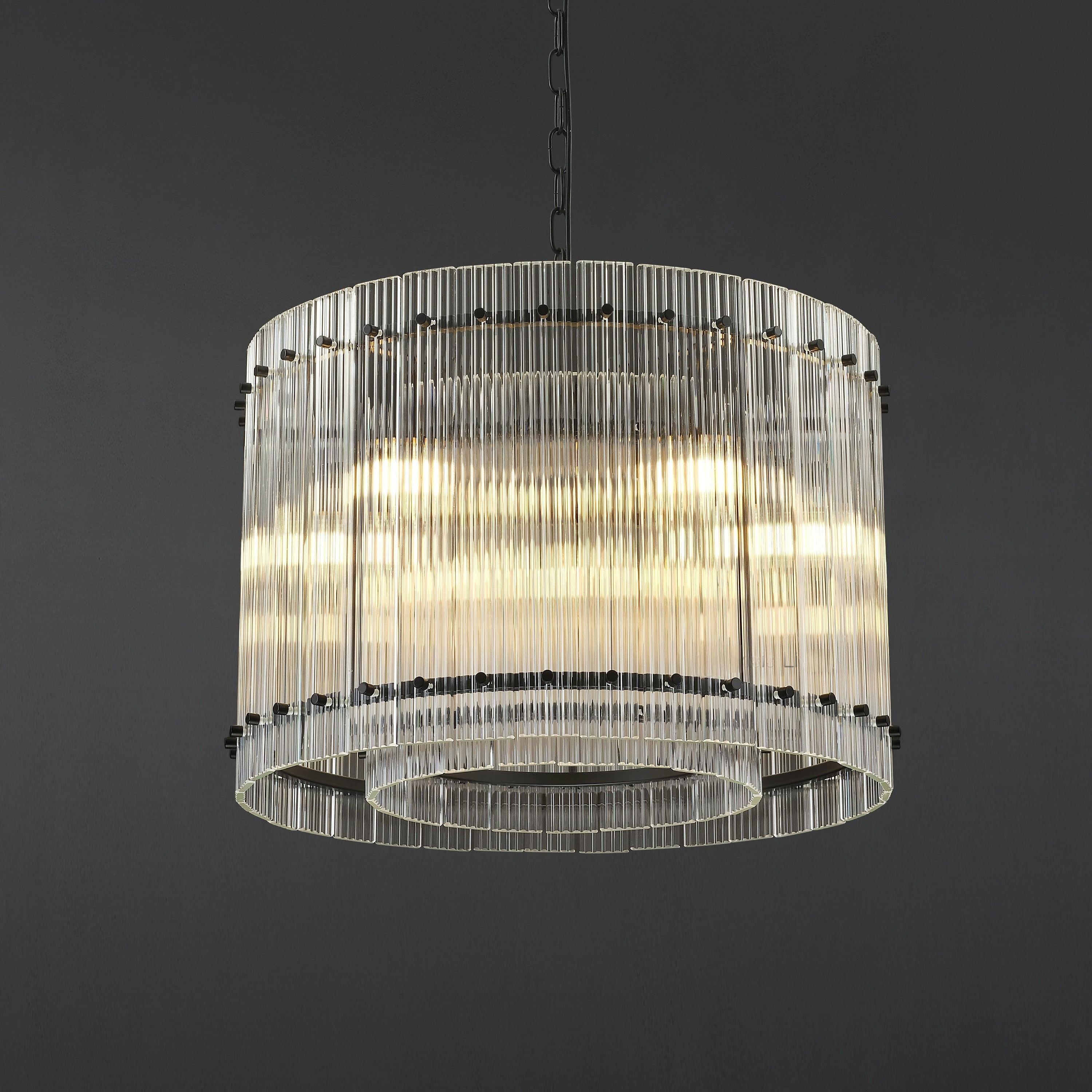 22 Inch Ribbed Glass Round Chandelier - San Marco