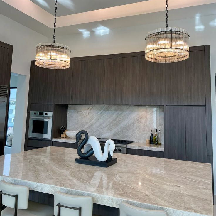 22 Inch Ribbed Glass Round Chandelier - San Marco