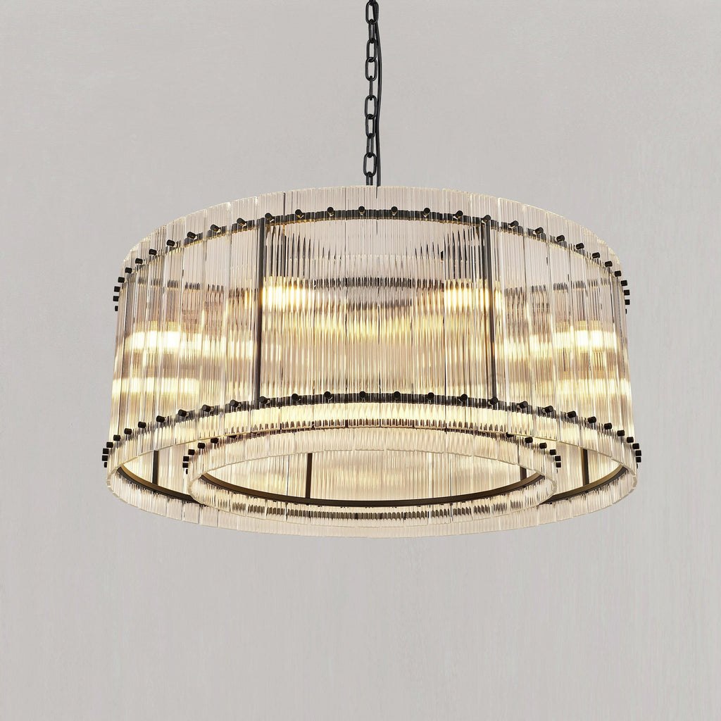 37 Inch Ribbed Glass Round Chandelier - San Marco