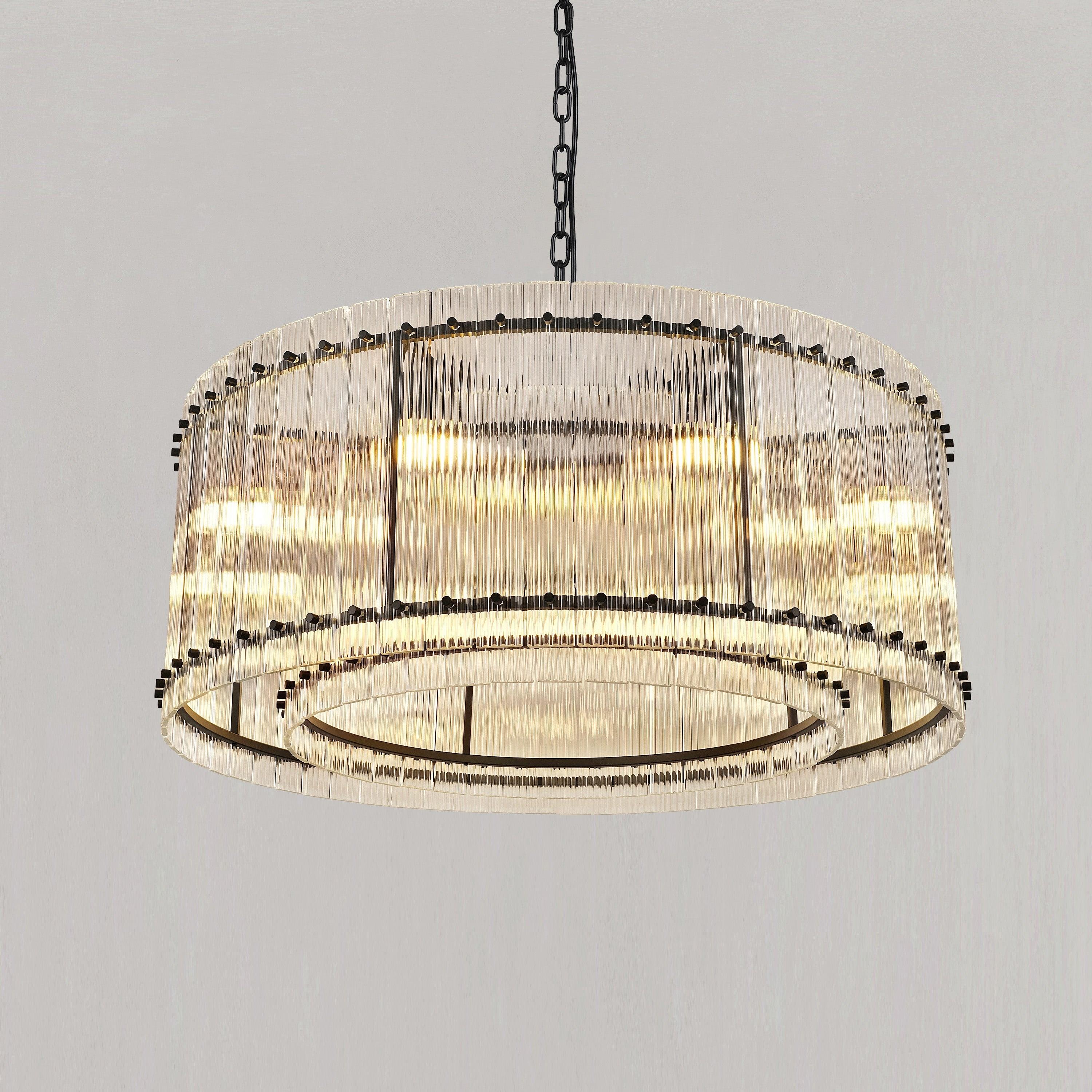 37 Inch Ribbed Glass Round Chandelier - San Marco