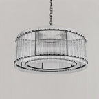 37 Inch Ribbed Glass Round Chandelier - San Marco