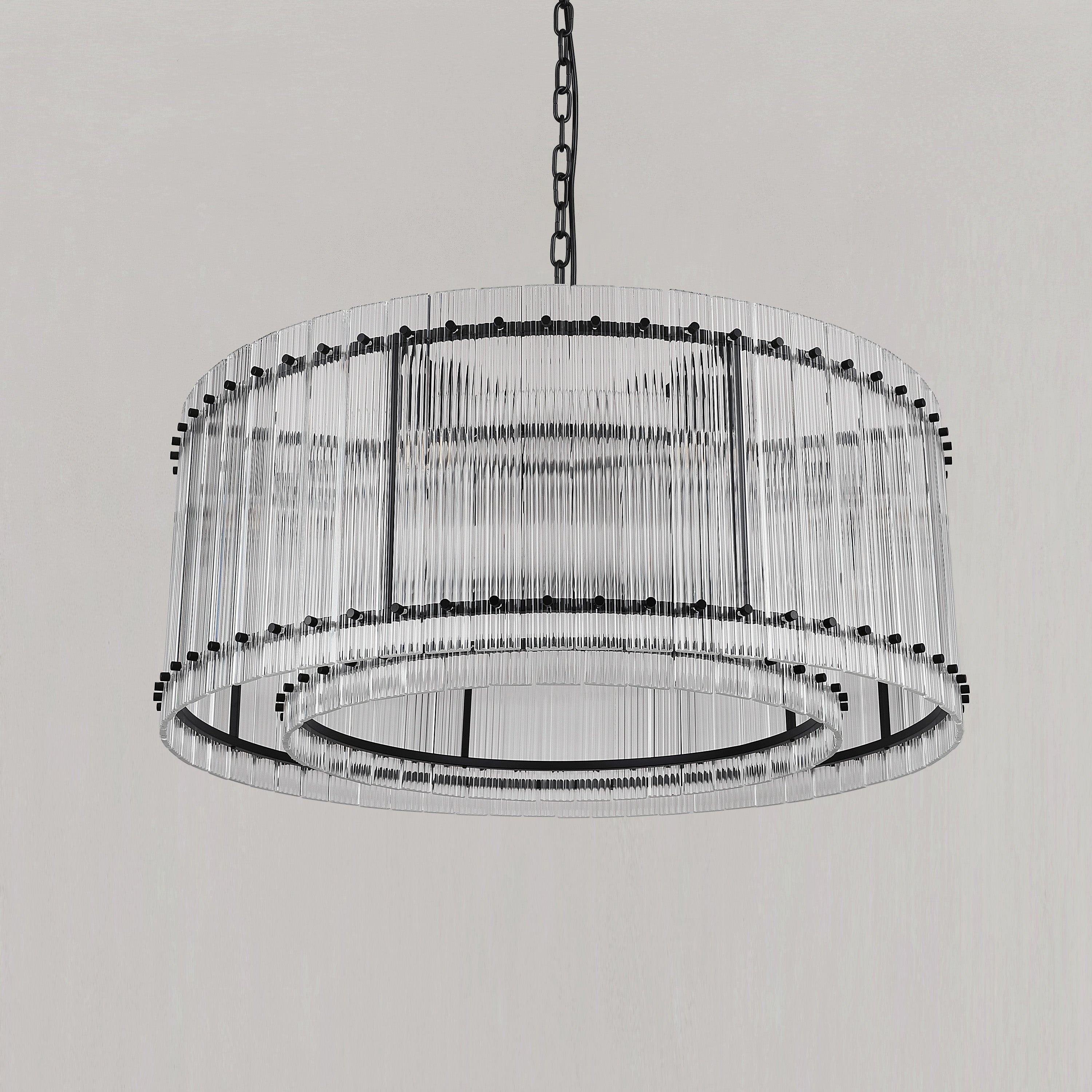 37 Inch Ribbed Glass Round Chandelier - San Marco