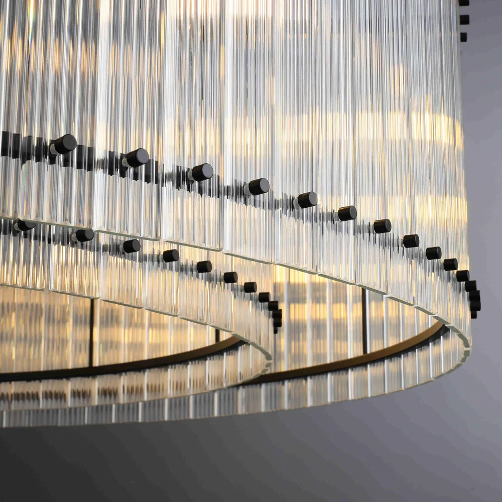 37 Inch Ribbed Glass Round Chandelier - San Marco