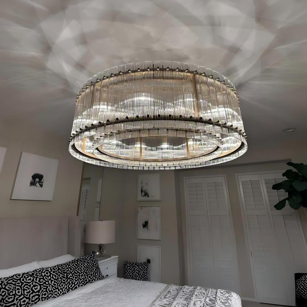 48 Inch Ribbed Glass Round Chandelier - San Marco