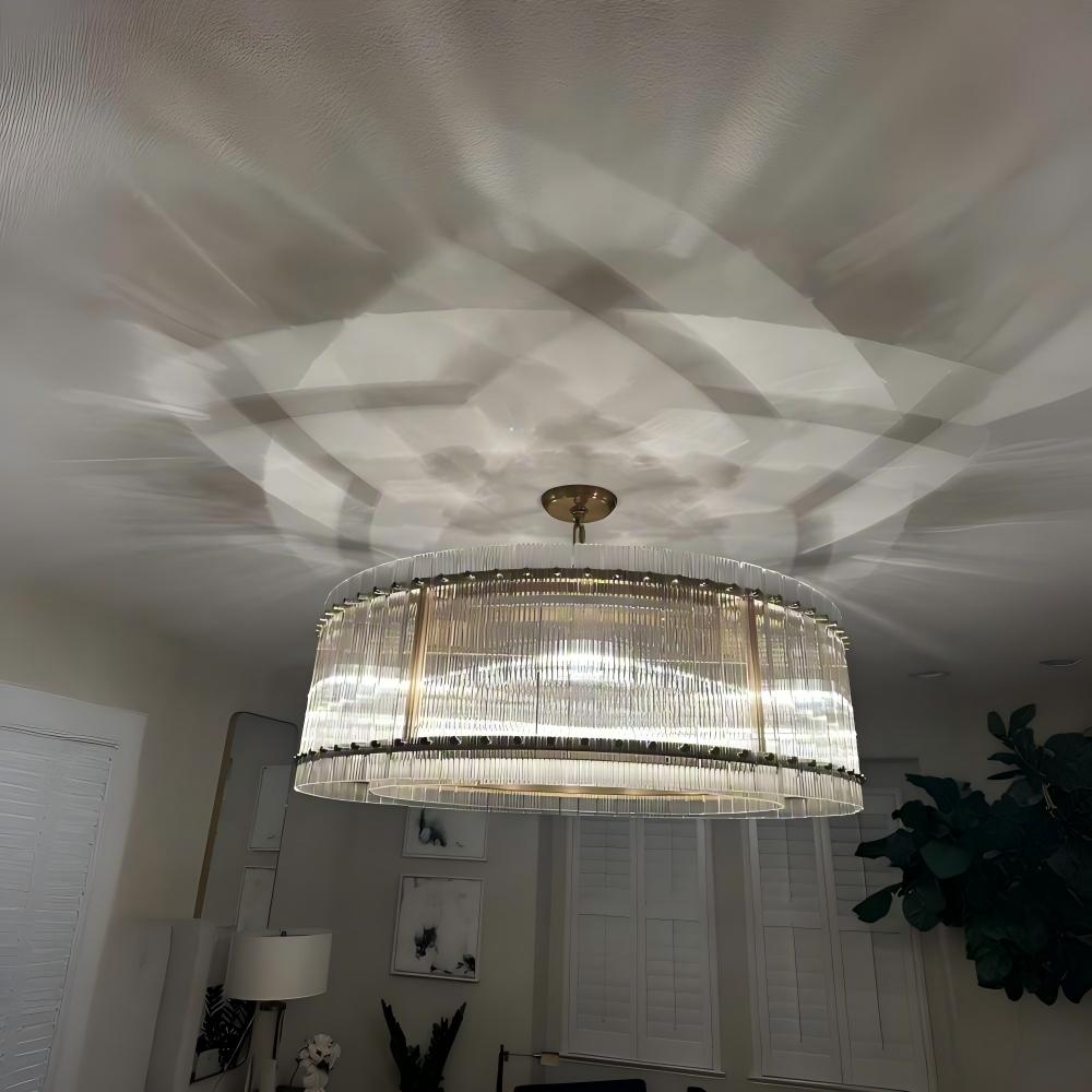 48 Inch Ribbed Glass Round Chandelier - San Marco