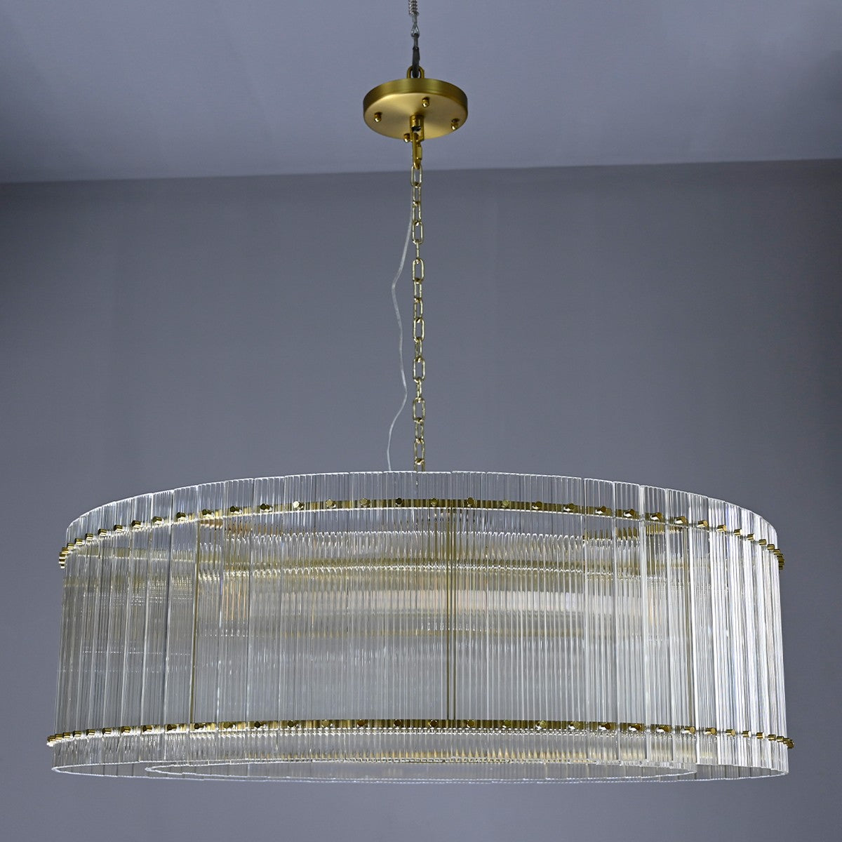 48 Inch Ribbed Glass Round Chandelier - San Marco