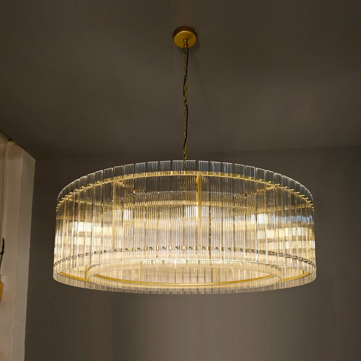 48 Inch Ribbed Glass Round Chandelier - San Marco