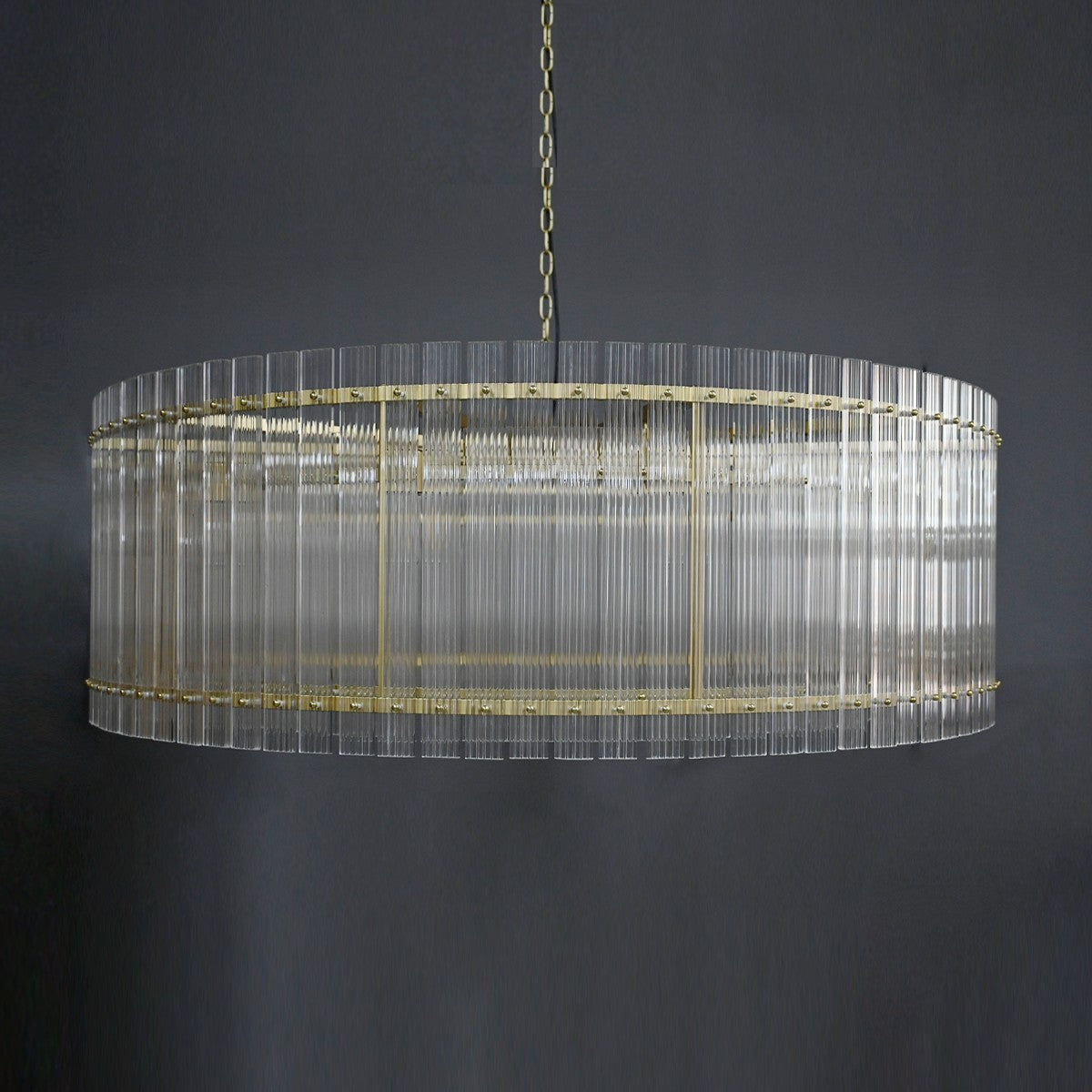 48 Inch Ribbed Glass Round Chandelier - San Marco